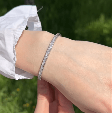 Массивный и очень красивый Теннисный браслет Серебро 925,цирконы