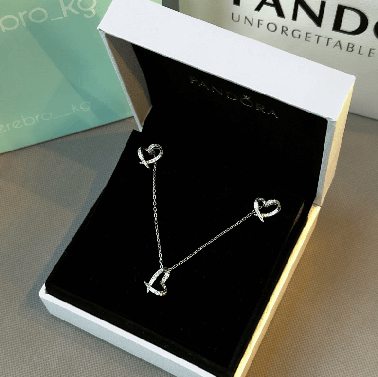 Милый эстетичный набор в виде сердца / Серебро 925 пробы