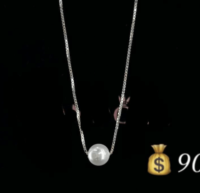 Цепочка из серебра с белой речной жемчужиной / Серебро 925 пробы,цирконы