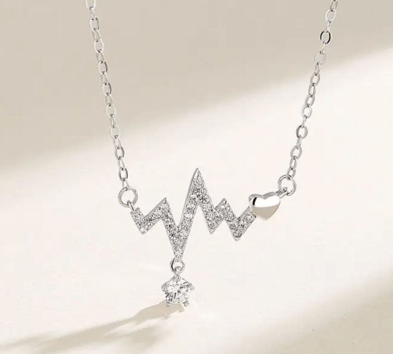 Серебро 925 пробы, виде сердца ожерелье с цельными круглыми кристаллами циркона капли воды ожерелье /