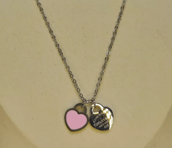 Подвеска двойная в форме сердца / Серебро 925 пробы,цирконы