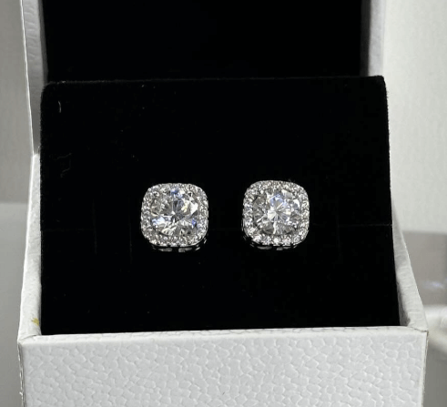 Серьги  вечерние гвоздики / из серебра 925 пробы