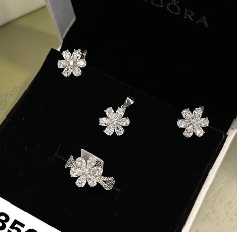 Набор цветов украшение из цветов /  из серебра 925 пробы