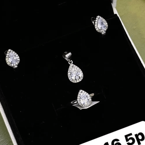 Роскошный комплект ювелирных изделий с каплями воды / Наборы из серебра 925 пробы