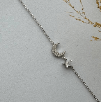 Луна с звездой / Браслет  из серебра 925 пробы