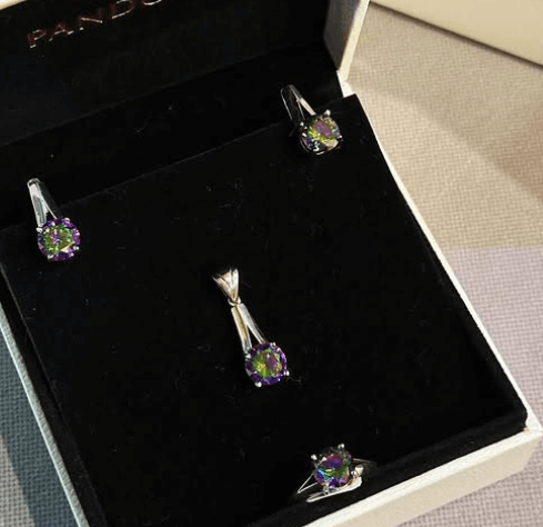 Набор  мистик топазом из серебра 925 пробы