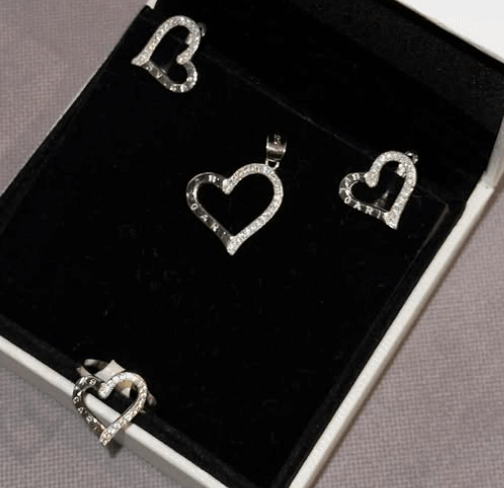 Сердце набор  из серебра 925 пробы