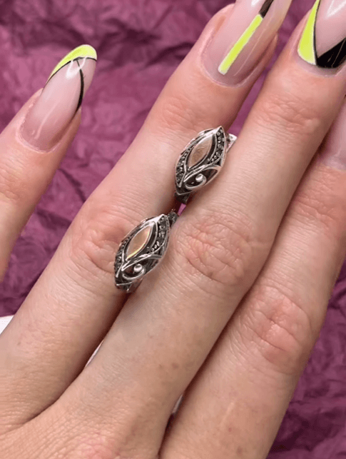 Серебряные серьги с золотой вставкой