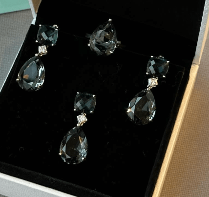 Винтаж: Комплект с черной шпинелью  /  из серебра 925 пробы,цирконы