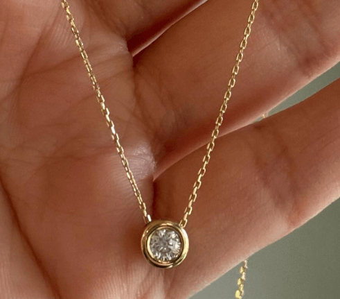 Ожерелье с подвеской-солитером из ЗОЛОТО 585 пробы