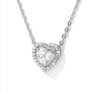 Серебро 925 пробы, цирконы / Колье в виде сердца
