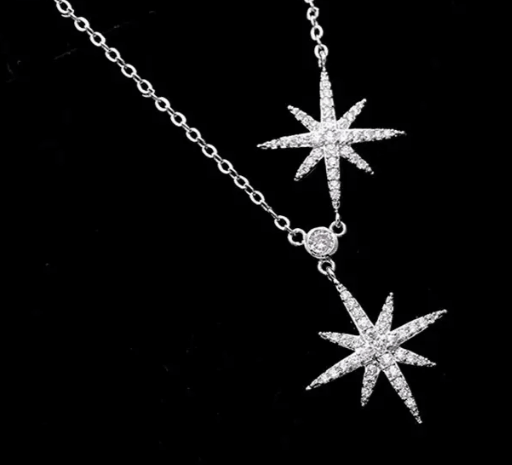 Серебро 925 пробы, цирконы / Подвеска  на шею с камнем звезда / Роскошное колье