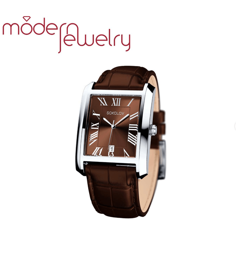 Часы мужские стальные на кожаном ремешке с японским механизмом