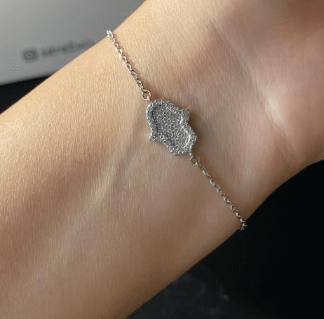 Серебряный браслет рука Фатимы / Всё серебро 925 пробы, цирконы