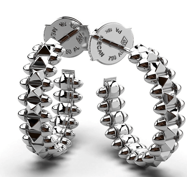 Стильные серьги-конго / Серебро 925 пробы, цирконы