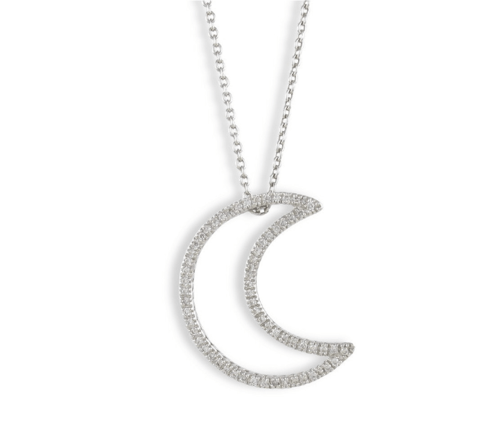 Подвеской в ​​форме полумесяца / Серебро 925 пробы, цирконы