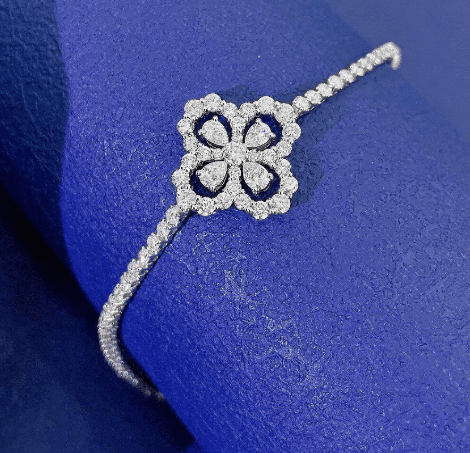 Цветочное украшение браслет Серебро 925 пробы, цирконы