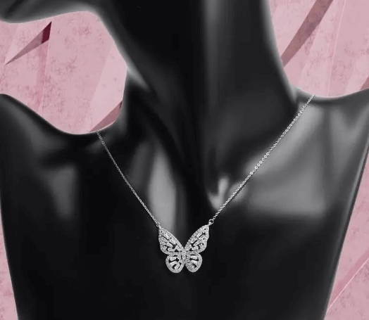 Подвеска "Бабочка" / Шикарное колье в люкс-качестве / Серебро 925 пробы, цирконы