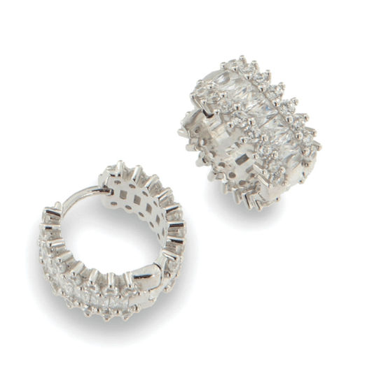 Серьги конго из серебра / Серебро 925 пробы, цирконы