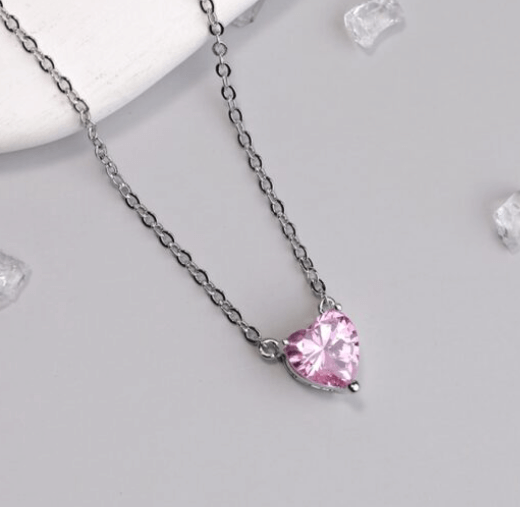 Подвеска кулон серебряная на цепочке сердце  / Серебро 925 пробы, цирконы