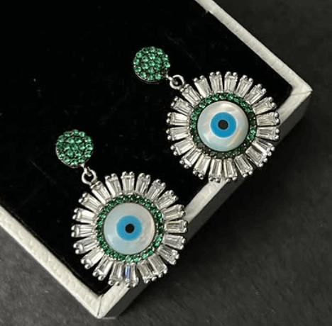 Серьги с глазиками / Серебро 925 пробы, цирконы