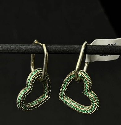 Серьги люкс качества / сердце с золотым напылением