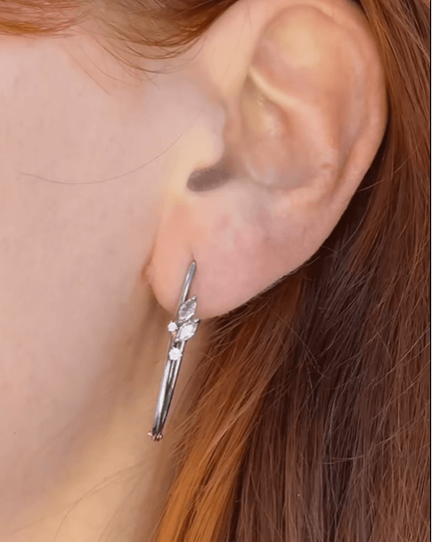 Серебряные серьги с фианитами и позолотой