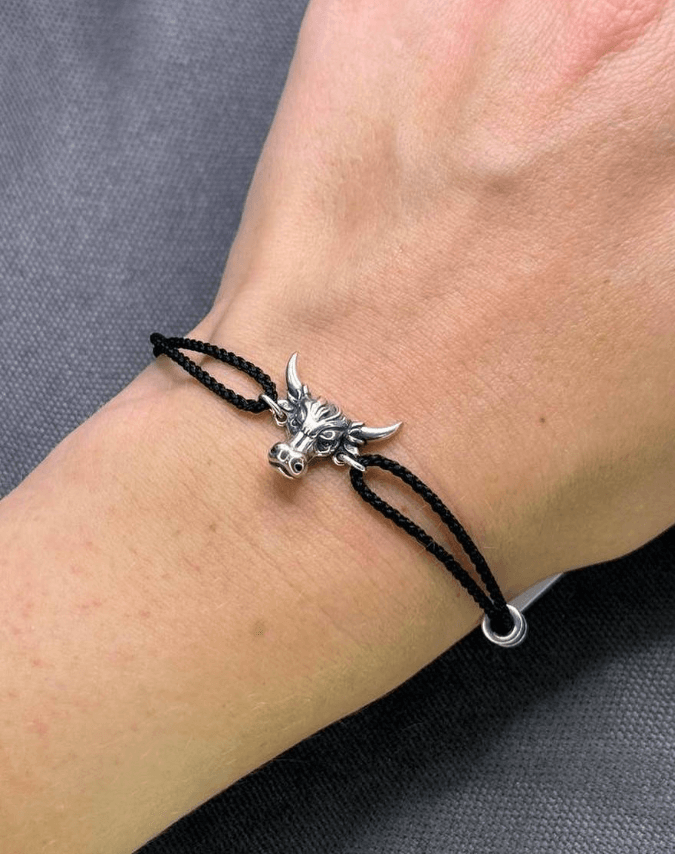 Серебряный браслет Голова быка