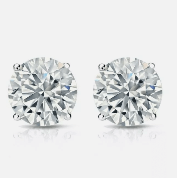 Серьги-гвоздики с круглыми камнями  Серебро 925 пробы, цирконы