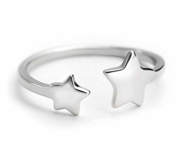 Серебряное кольцо Две звездочки
