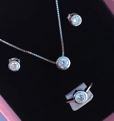 Минималистичный  набор с круглым дизайном Все серебро 925 пробы, цирконы