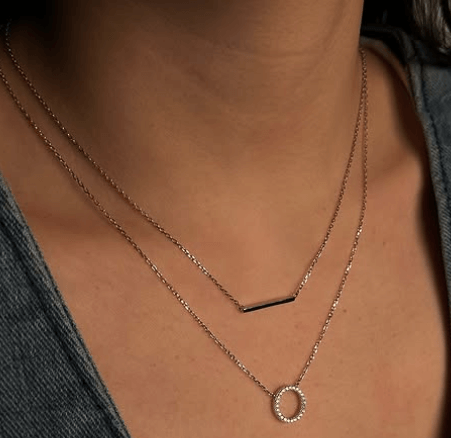 Двухслойный колье базовыми элементами / Серебро 925 пробы