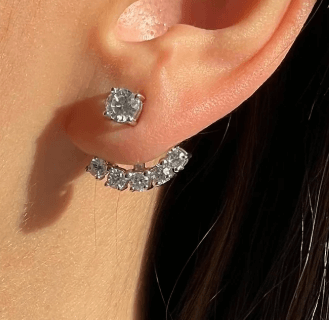 Серьги жакеты с фианитами / Серебро 925 пробы