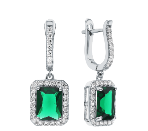 Серебряные серьги с изумрудами