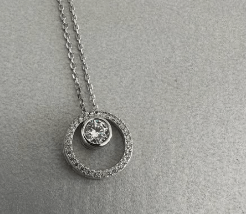 Ослепительное изящное ожерелье с подвеской в ​​виде круга из  серебра Серебро 925 пробы