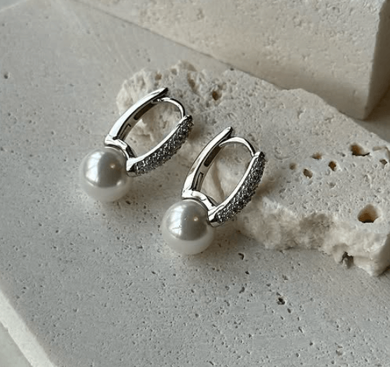 Серьги серебряные с жемчугом Серебро 925 пробы