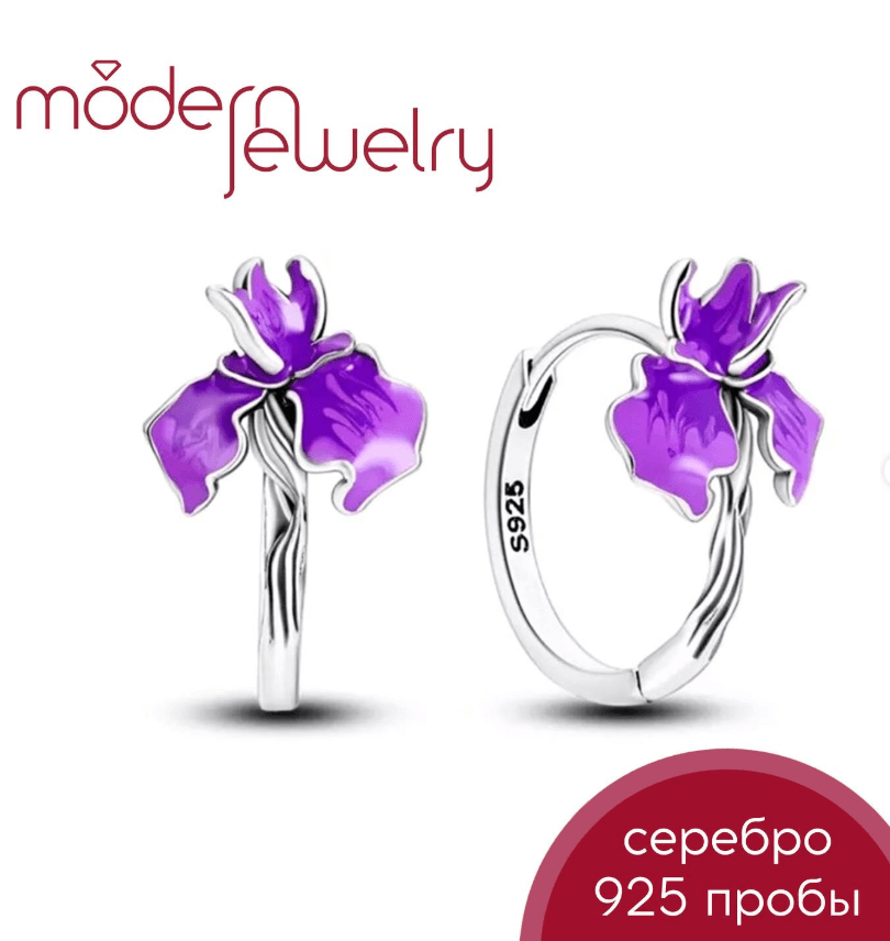 Серебряные серьги с эмалью