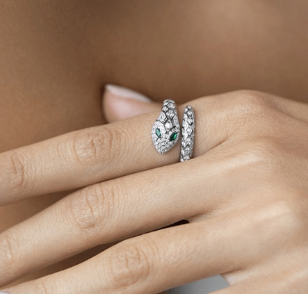 Серебряное кольцо змея Серебро 925 пробы