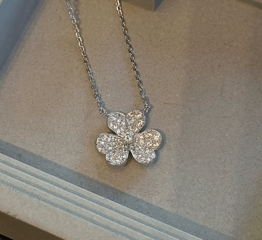 Четырехлистный клевер  кулон ожерелье Серебро 925 пробы