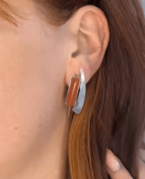 Серебряные серьги с натуральным агатом
