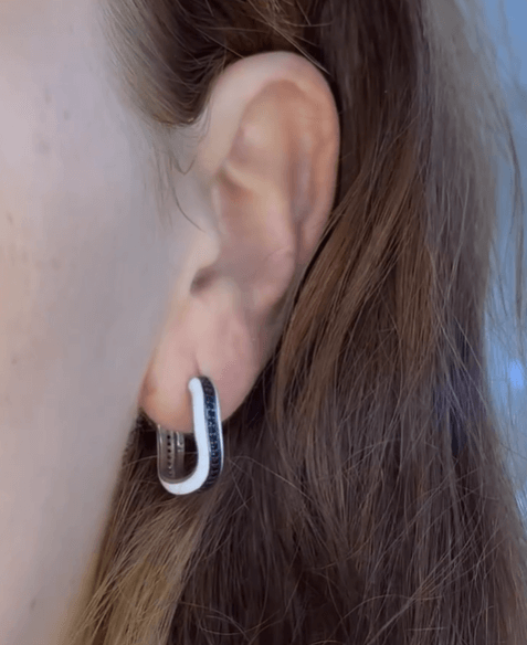 Серебряные серьги с эмалью и фианитами