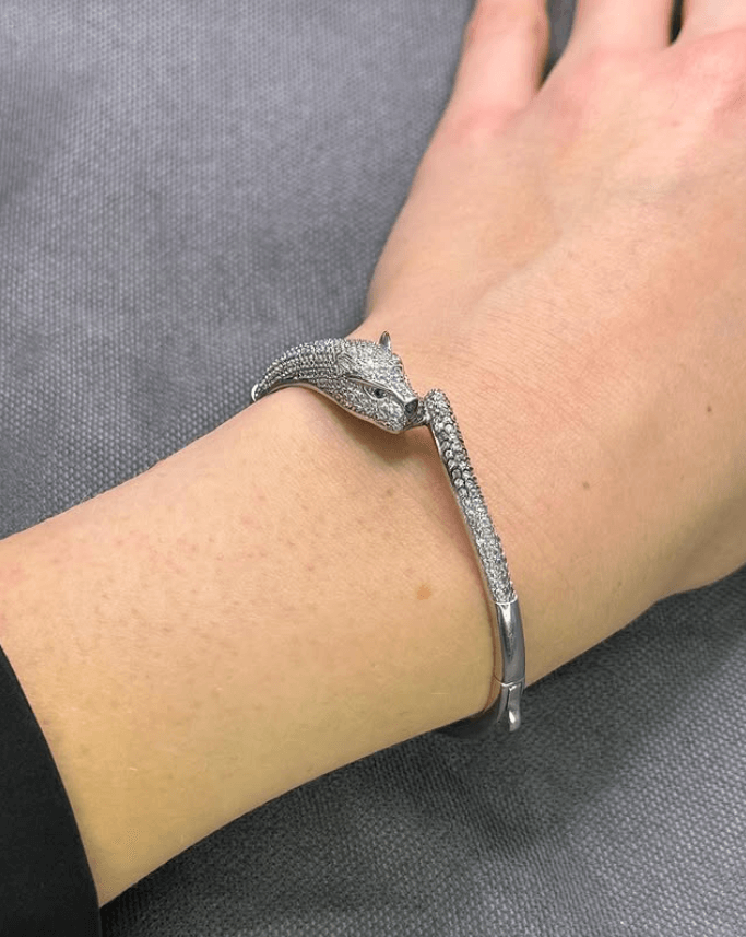 Серебряный браслет «Пантера» с цирконами