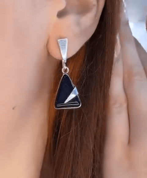 Серебряные серьги с натуральным агатом