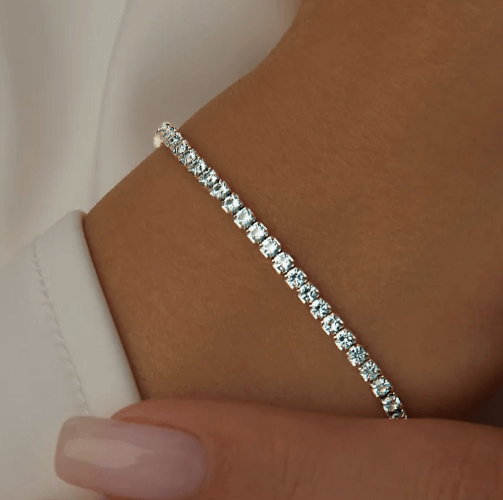 Браслет теннисный 2 мм  с камнями теннисный Серебро 925 пробы
