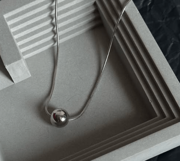 Серебряное колье цепочка с бусиной из серебра колье с подвеской  Серебро 925 пробы