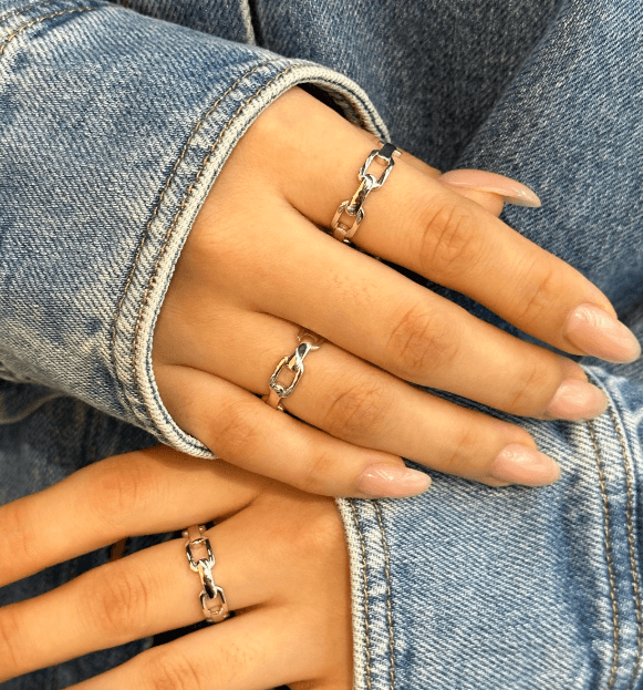 Кольцо «Звенья»  Серебро 925 пробы