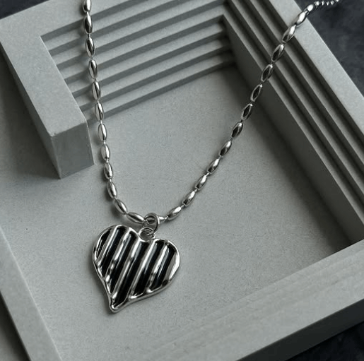 Кулон снимается Серебро 925 пробы Ожерелье из серебра в стиле бохо с рисовыми бусинами в стиле минимализма