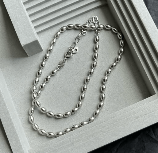 Ожерелье из о серебра с шариками и цепочкой Серебро 925 пробы