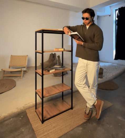 Лофт-стеллаж светло-коричневый/черный