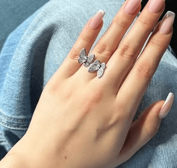 Двойное открывающееся кольцо с бабочкой, женские роскошные Серебро 925 пробы